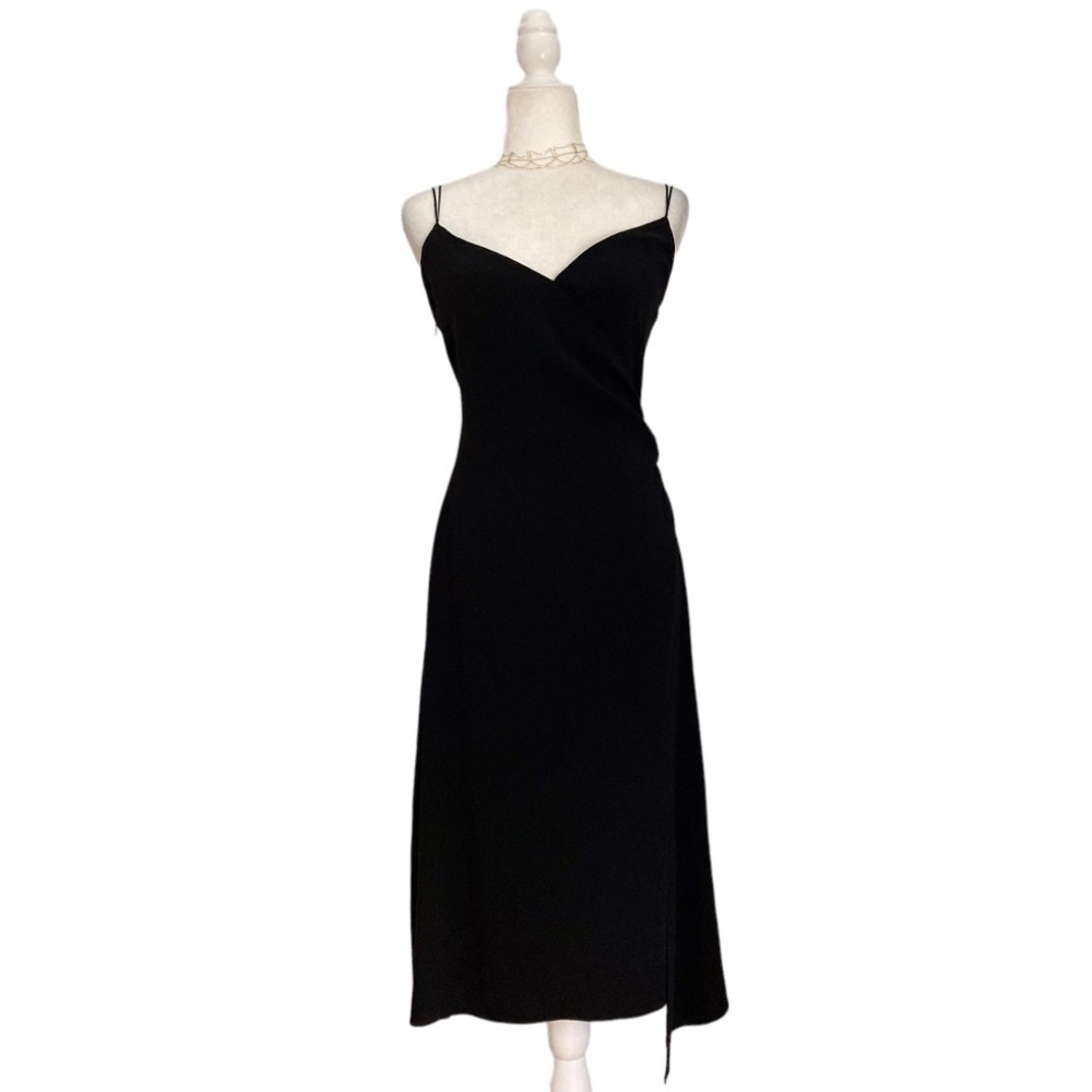 Thakoon Black Surplice Strappy V Neck Dress